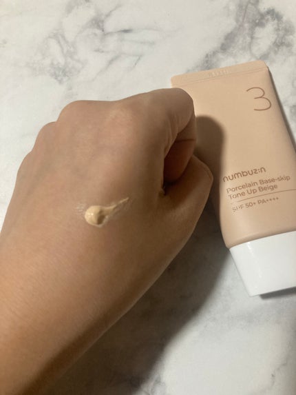 3番 ノーファンデ陶器肌トーンアップクリーム/numbuzin/化粧下地を使ったクチコミ(4枚目)