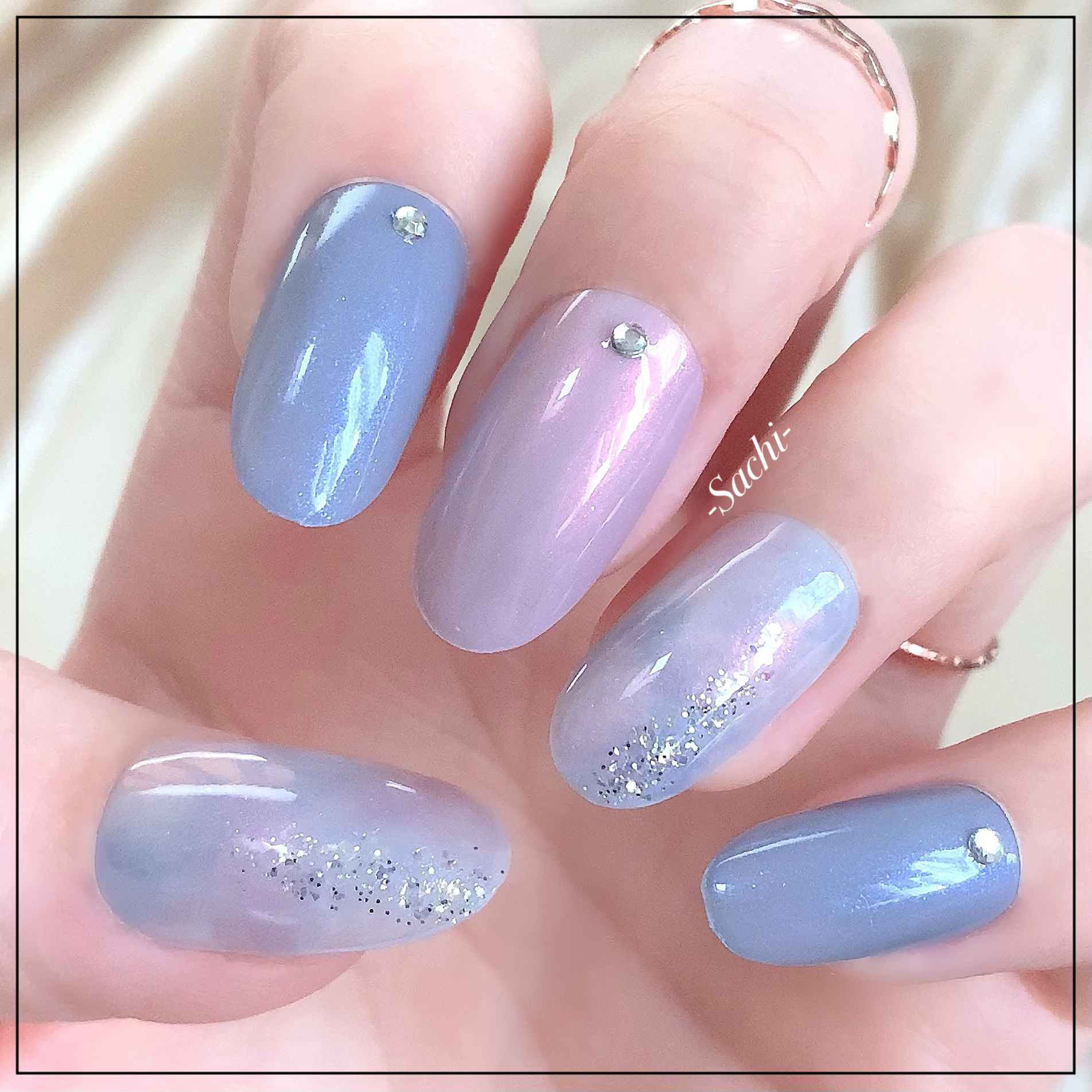 プレイフル アップデートネイル pun-17 ミルキーブルー/PLAYFUL/オールインワンネイルを使ったクチコミ（2枚目）