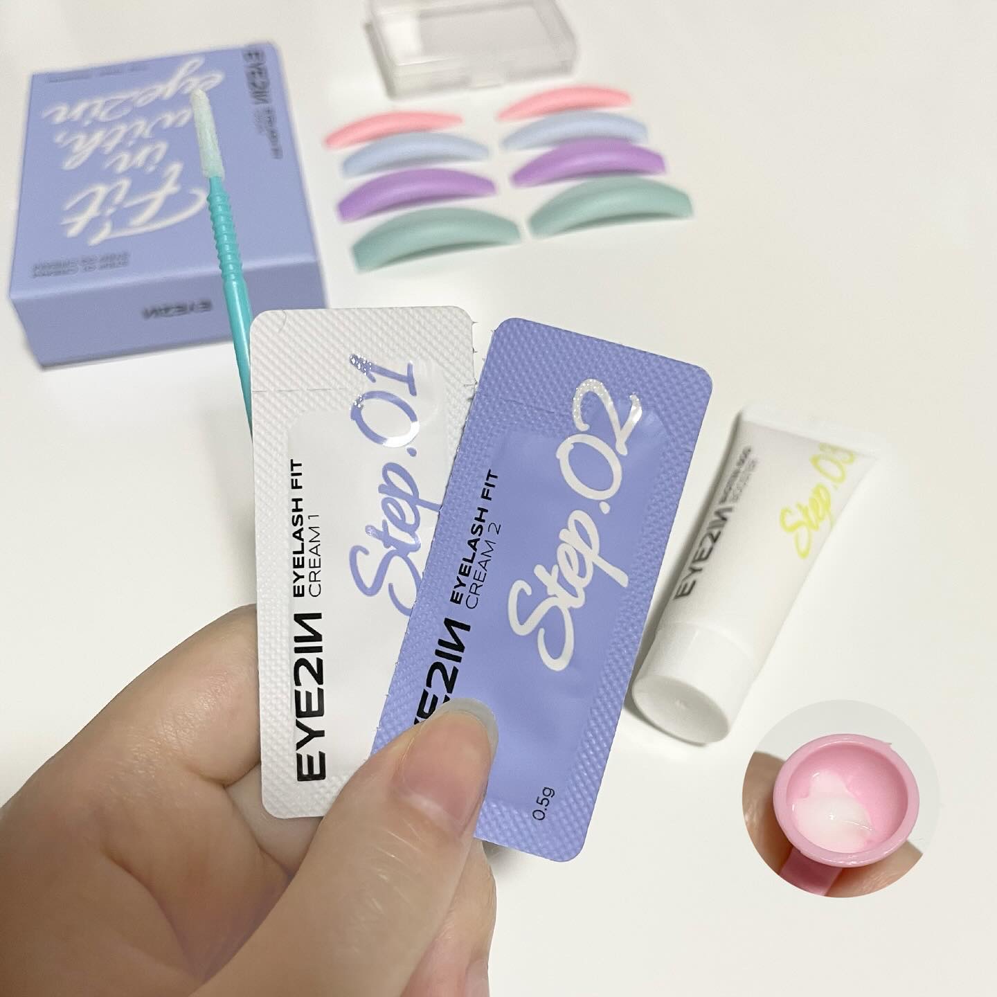 EYE2IN 低刺激 セルフプロ用 まつげパーマ 3種 セット/Qoo10/その他キットセットを使ったクチコミ（3枚目）