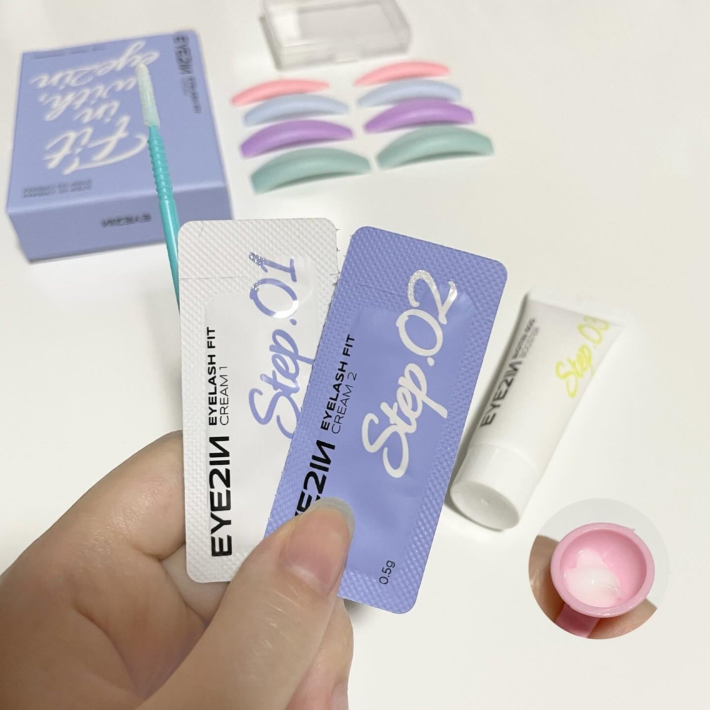 EYE2IN 低刺激 セルフプロ用 まつげパーマ 3種 セット/Qoo10/その他キットセットを使ったクチコミ(3枚目)