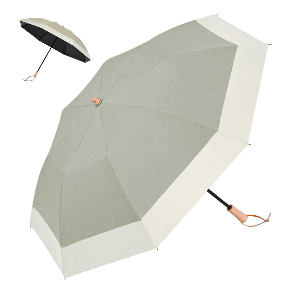 solshade023 ワンアクション収納日傘 杢グレージュ/アイボリー