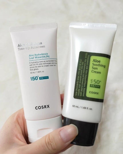 アロエ54.2アクアトーンアップUVクリーム SPF50+ PA++++/COSRX/日焼け止めクリームを使ったクチコミ(4枚目)