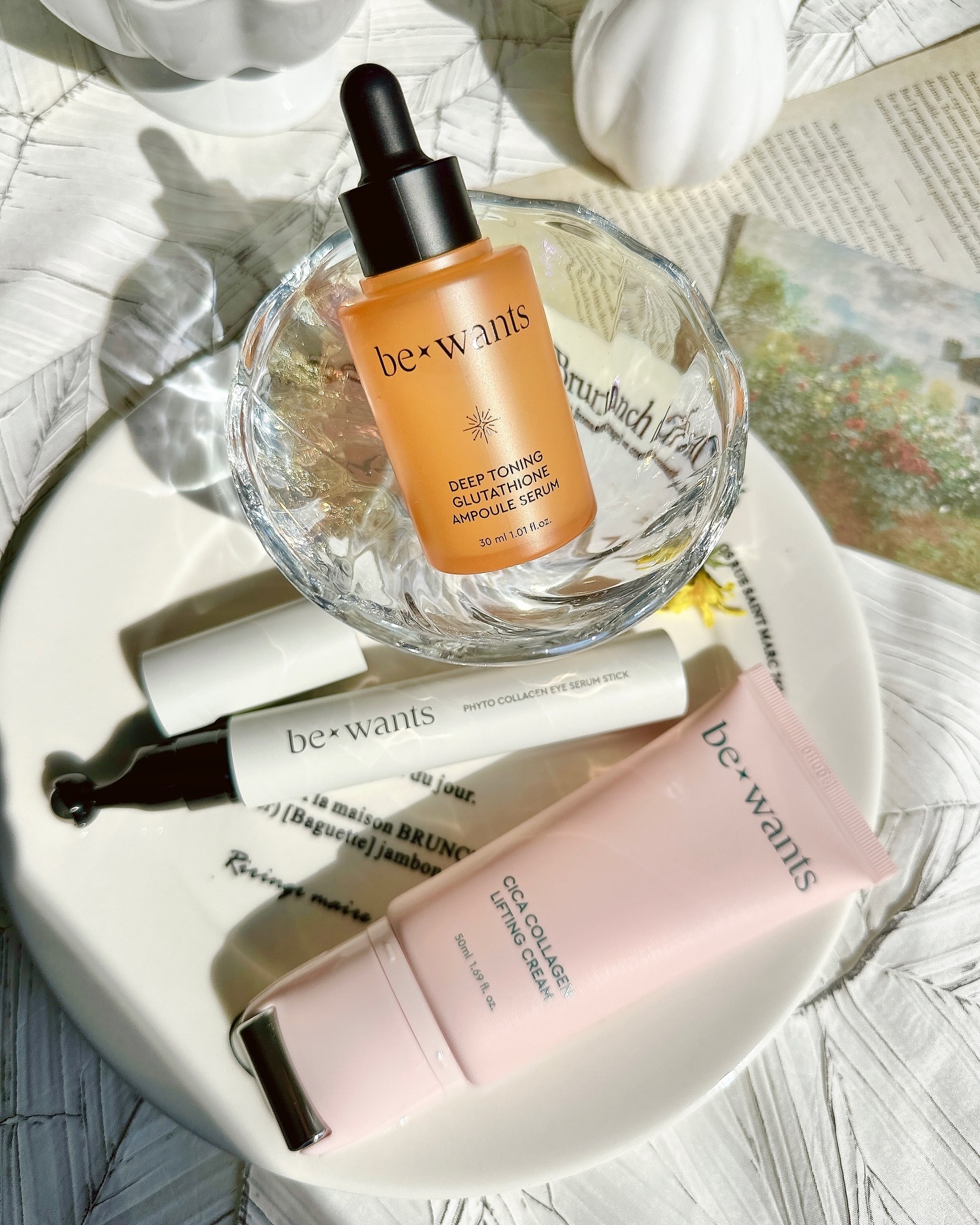 〈bewants 〉

自分の手を使わずにできるスキンケアは
本当に便利！

コスメ3種セットを頂きました♡

◻︎フィトコラーゲンアイセラムスティック
◻︎シカコラーゲンリフティングクリーム
◻︎ディープトーニンググルタチオンアンプルセラ