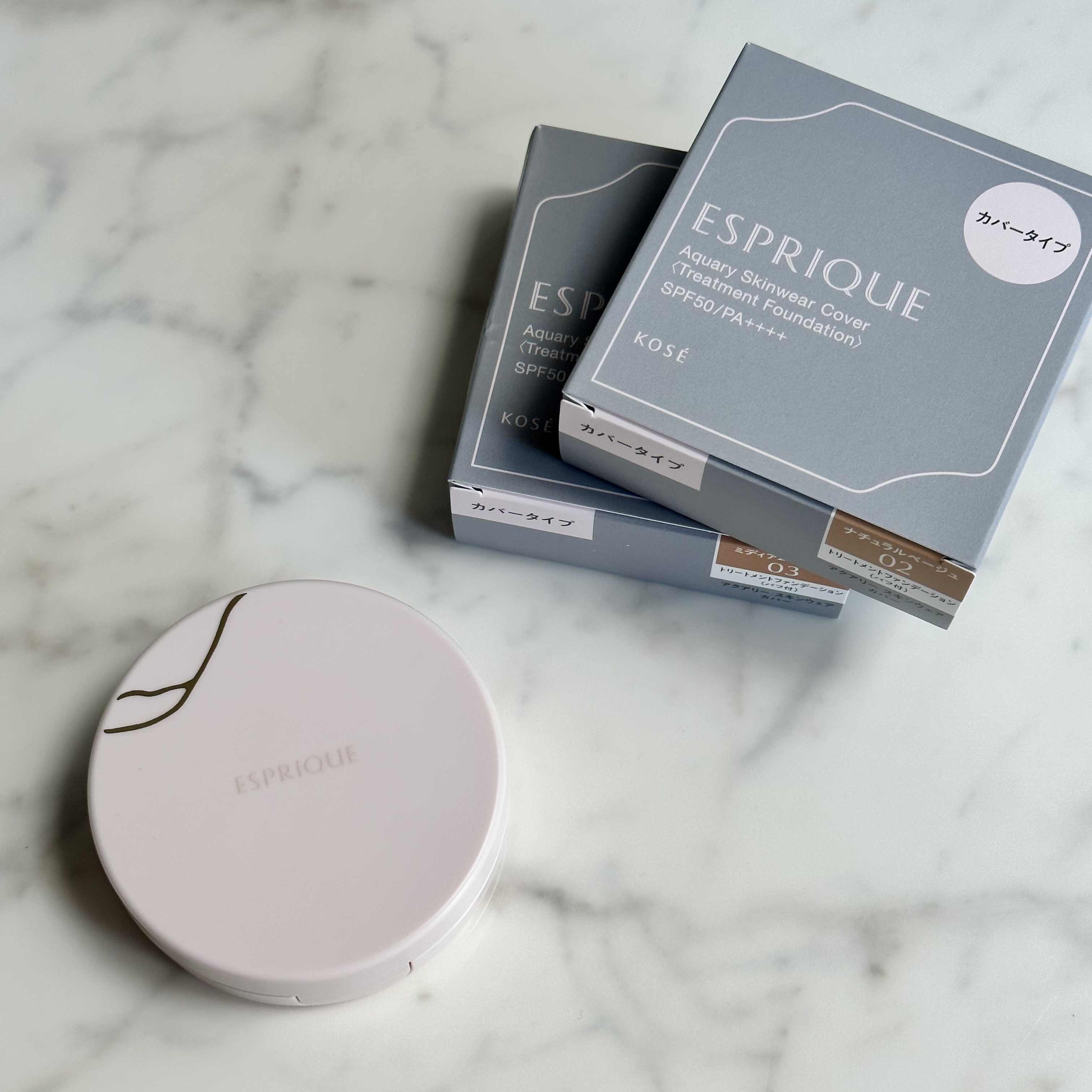 アクアリー スキンウェア カバー 03 ミディアムベージュ/ESPRIQUE/クッションファンデーションを使ったクチコミ（1枚目）