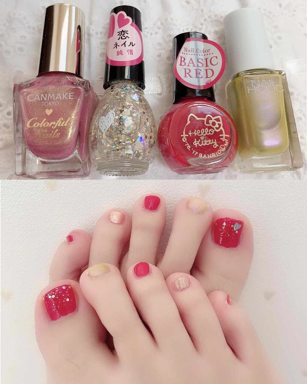 #キティネイル,#ネイル,#フットネイルのネイルデザイン