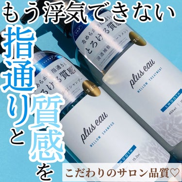 
◎plus eau
　メロウシャンプー/メロウトリートメント
　　　　　　　　　　　各450ml  ¥1650(税込)




今回ご紹介するのは、サロン品質にこだわったヘアケアブランドplus ea