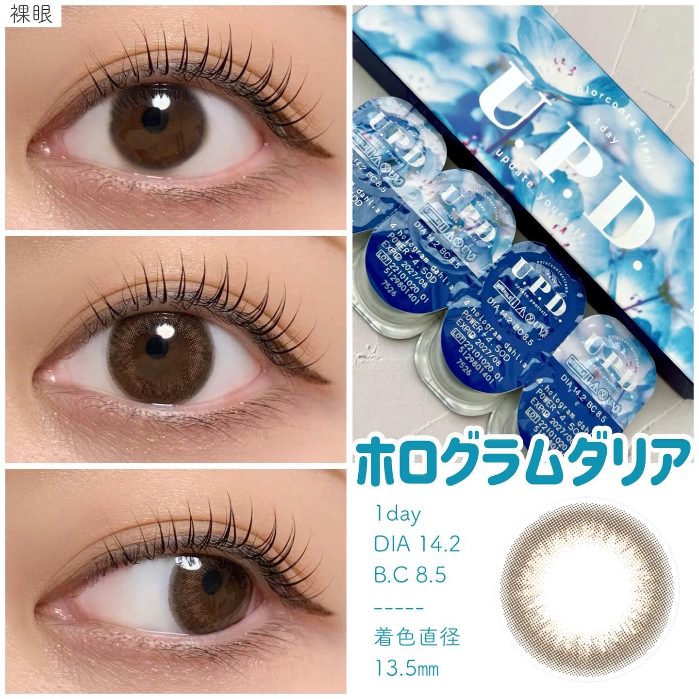 U.P.D. 1day ホログラムダリア/U.P.D./ワンデー（１DAY）カラコンを使ったクチコミ（2枚目）