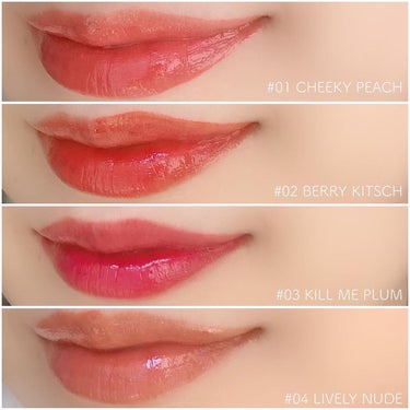 Glassy Layer Fixing Tint 01 #Cheeky Peach/lilybyred/口紅を使ったクチコミ（3枚目）