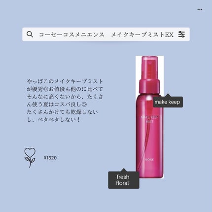 メイク キープ ミスト EX/コーセーコスメニエンス/フィックスミストを使ったクチコミ(8枚目)