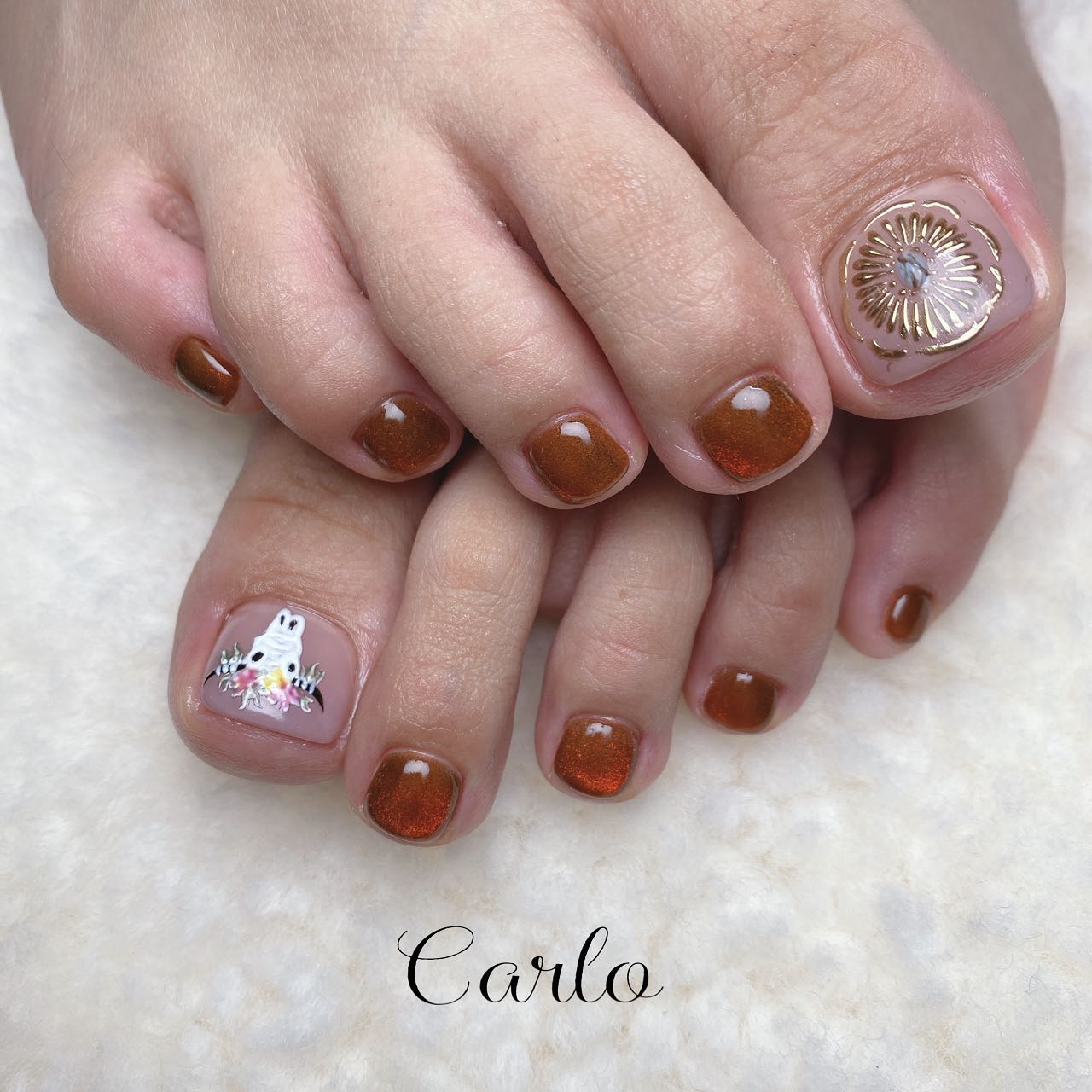 #フットネイル,#手書きネイル,#リゾートネイル,#バッファローネイル,#マグネットネイル,#ジュエリーネイルのネイルデザイン