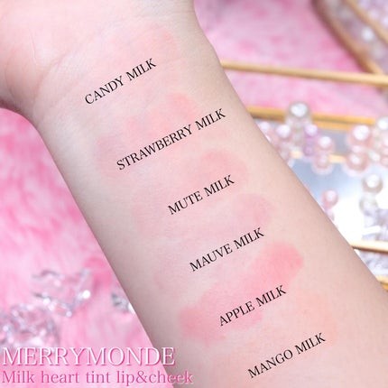 ミルクハートティントリップアンドチーク/Merrymonde/リップティントを使ったクチコミ(4枚目)