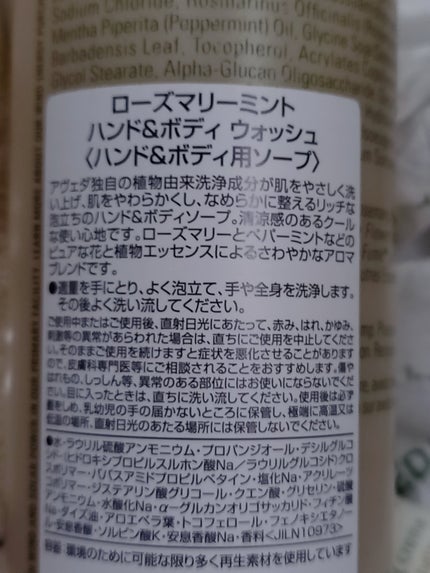 ローズマリーミント ハンド&ボディウォッシュ/AVEDA/ボディソープを使ったクチコミ(2枚目)
