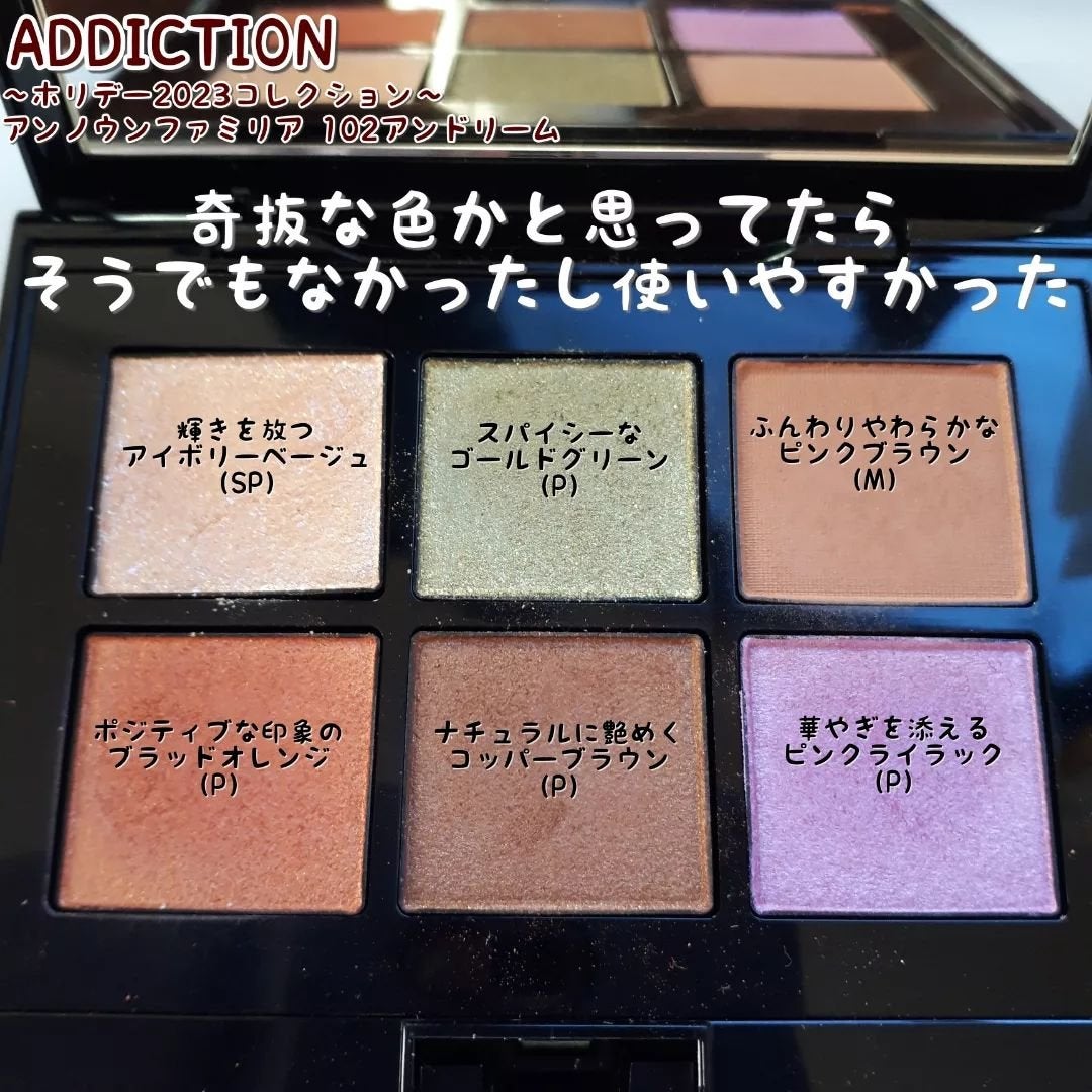 ホリデーアディクション アイシャドウパレット“アンノウンファミリア”/ADDICTION/アイシャドウパレットを使ったクチコミ(2枚目)