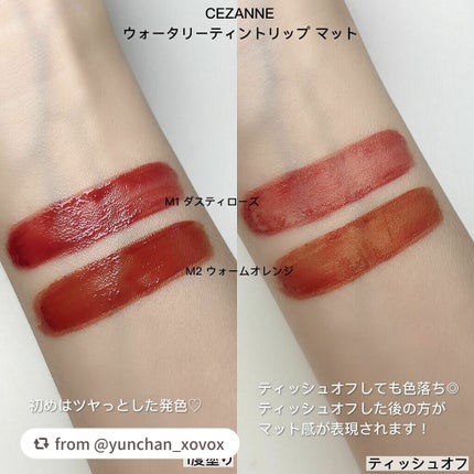 ウォータリーティントリップ マット/CEZANNE/リップティントを使ったクチコミ(7枚目)