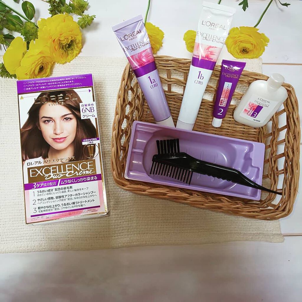エクセランス R クリームタイプ  6NB やや明るい自然な栗色/ロレアル パリ/ヘアカラーを使ったクチコミ（1枚目）