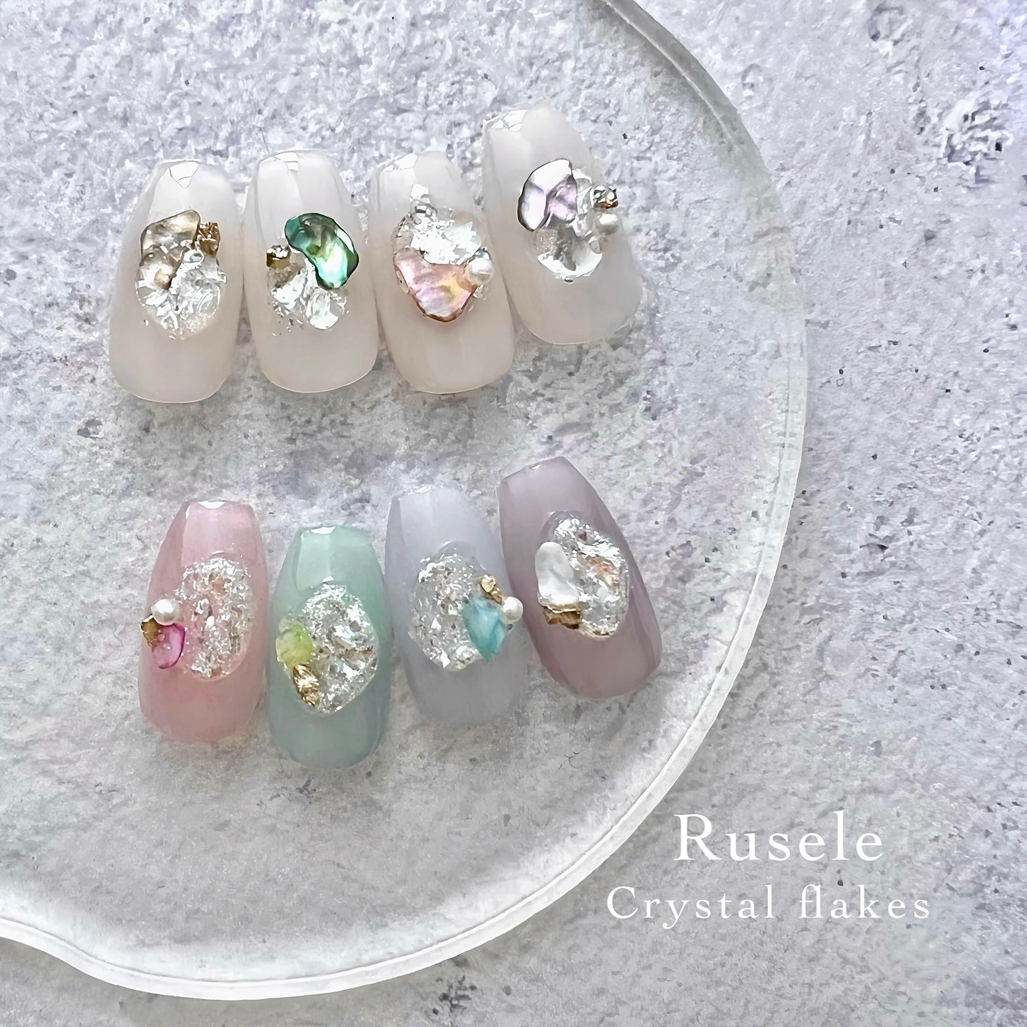 #ぷっくりネイル,#フレークネイル,#シェルネイル,#ビジューネイル,#ぷくぷくネイル,#きらきらネイル,#ニュアンスネイル,#夏ネイル,#セルフネイル,#大人可愛いネイルのネイルデザイン