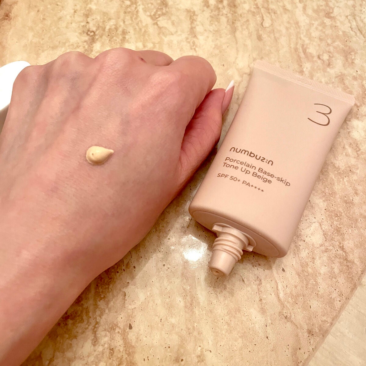 3番 ノーファンデ陶器肌トーンアップクリーム/numbuzin/化粧下地を使ったクチコミ(2枚目)