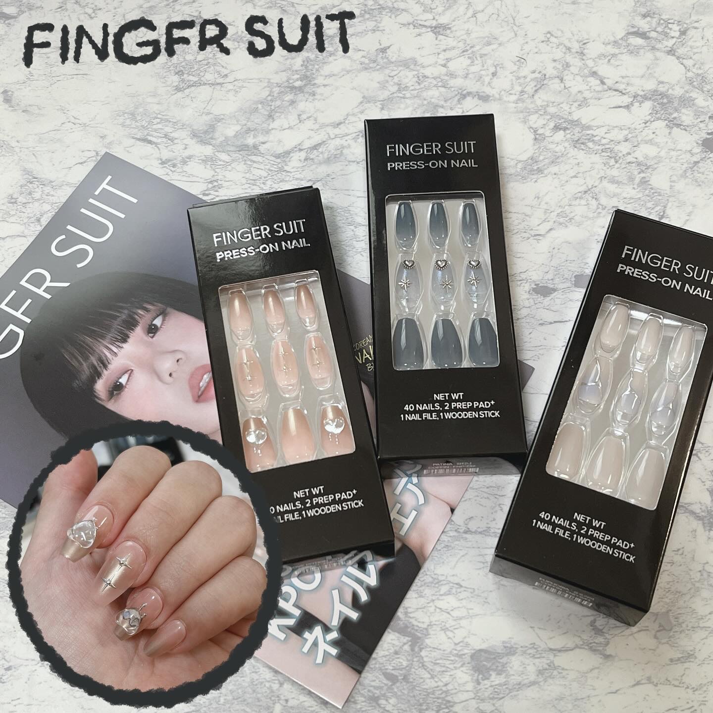 FINGER SUIT NAIL ネイルチップ 9個セット おまけシール付き すもも on LIPS 「 FingerSuit ▶︎特徴 ..」 | LIPS