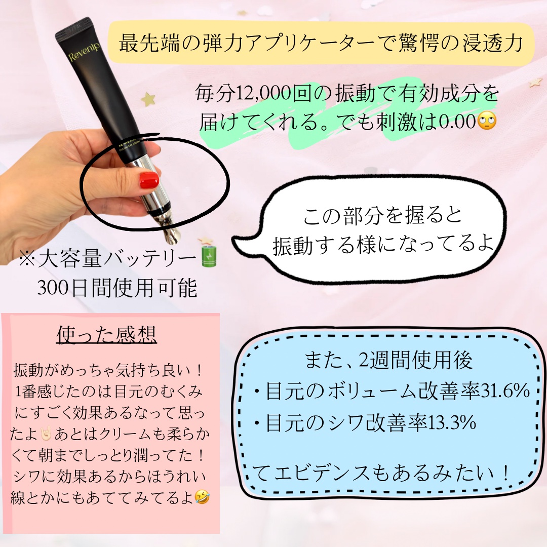 リマージカルシウム振動アイクリーム/REVENIP/フェイスクリームを使ったクチコミ（3枚目）