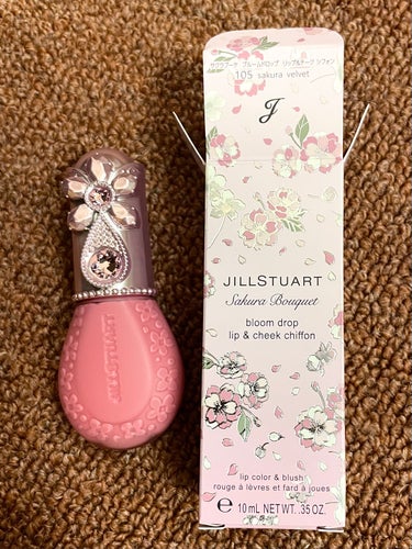 ジルスチュアート ブルームドロップ リップ＆チーク シフォン 105 sakura velvet<サクラブーケ>（限定）/JILL STUART/ジェル・クリームチークを使ったクチコミ（1枚目）