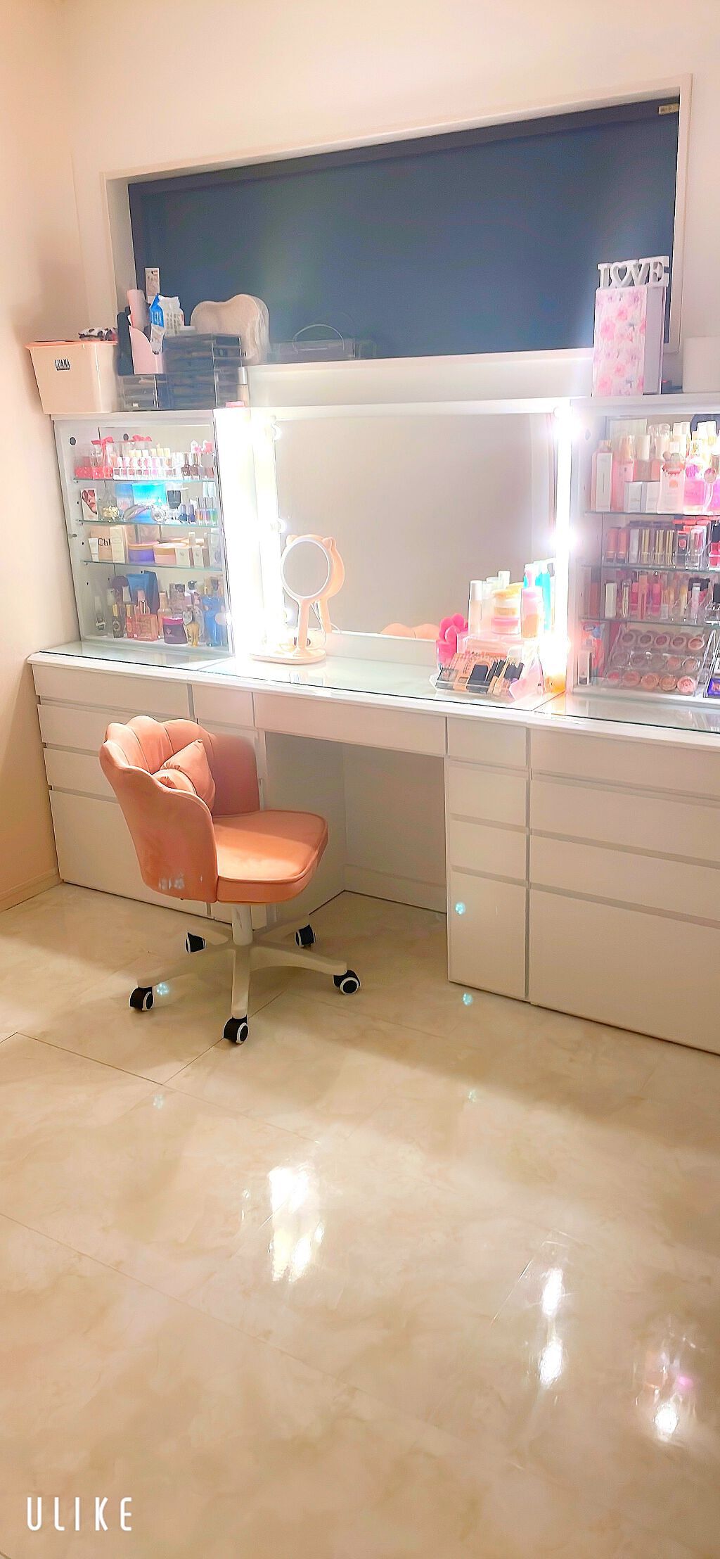 さわわ on LIPS 「コスメ収納未完成ですが大理石調のタイルシートにDIYしてみまし..」(2枚目)