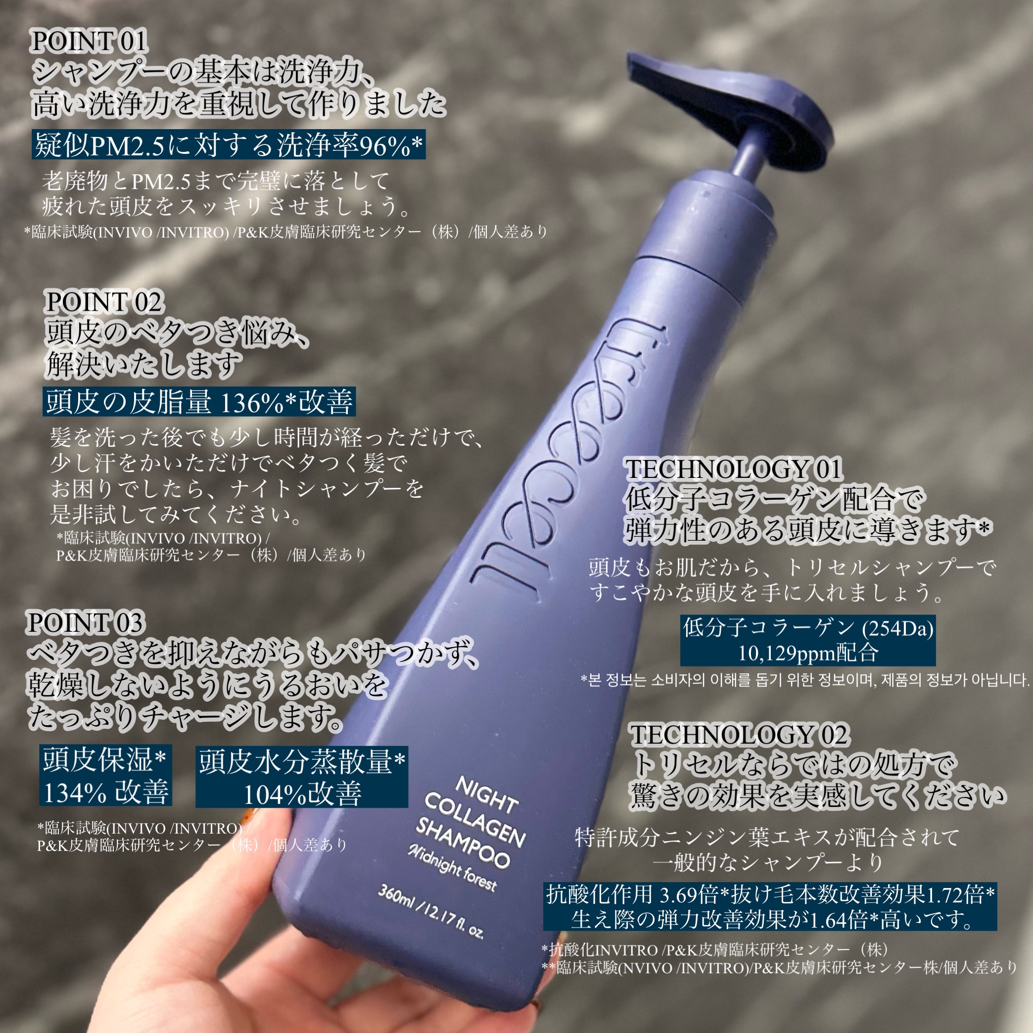 ナイトコラーゲンシャンプーミッドナイトフォレスト/treecell/市販シャンプーを使ったクチコミ（2枚目）