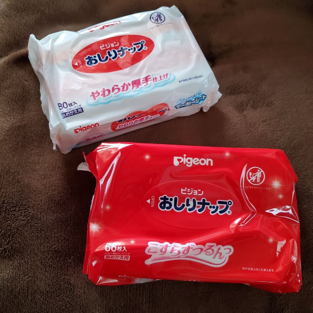 ピジョン おしりナップのクチコミ「ピジョンのおしり拭き
色々使って1番使い勝手がよかった商品で
分厚くて水分量も多くとても拭きや.....」（1枚目）