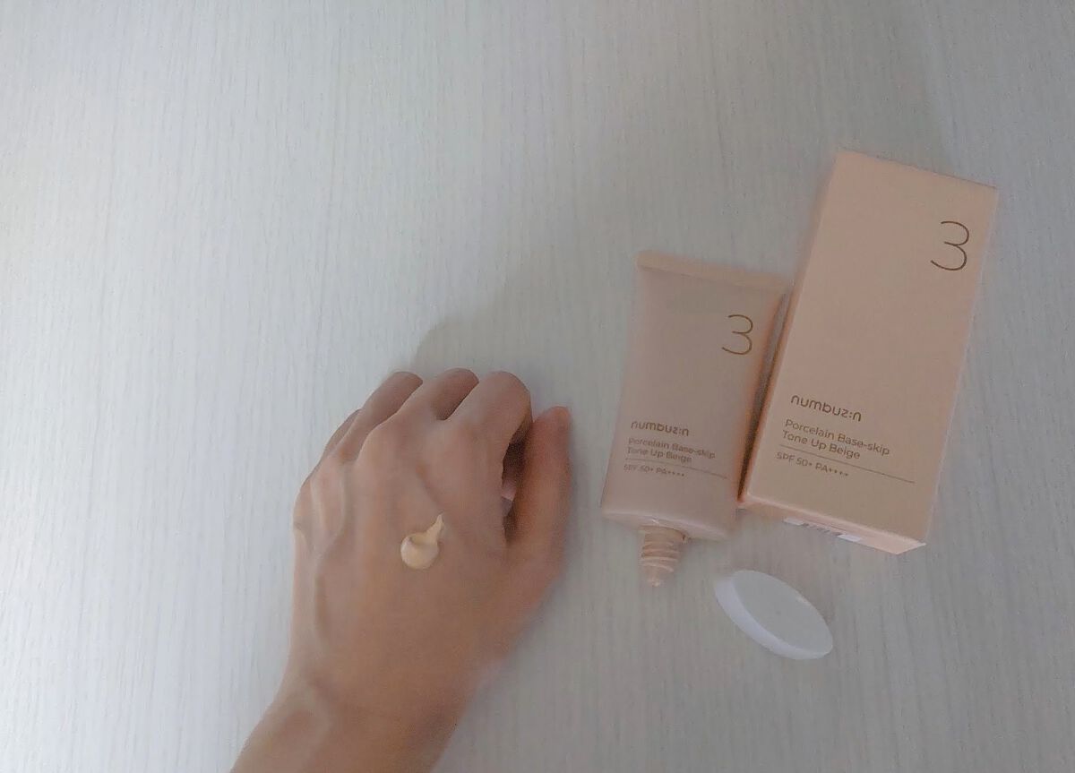 3番 ノーファンデ陶器肌トーンアップクリーム/numbuzin/化粧下地を使ったクチコミ(2枚目)