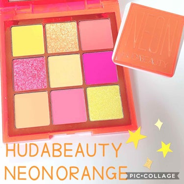 Huda Beauty Neon Obsessions Pressed Pigment Paletteのクチコミ「
皆さんこんにちは🐰💗🐰




ネオンカラーが可愛いサマーカラーのパレットを購入しました😄👍.....」（1枚目）