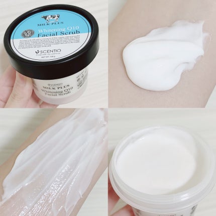 Beauty Buffet ミルクホワイトQ10フェイシャルスクラブのクチコミ「🐮しっとりミルクスクラブ🐮
ふわふわとしたミルククリームスクラブ
肌のザラつき、ごわつ.....」(2枚目)