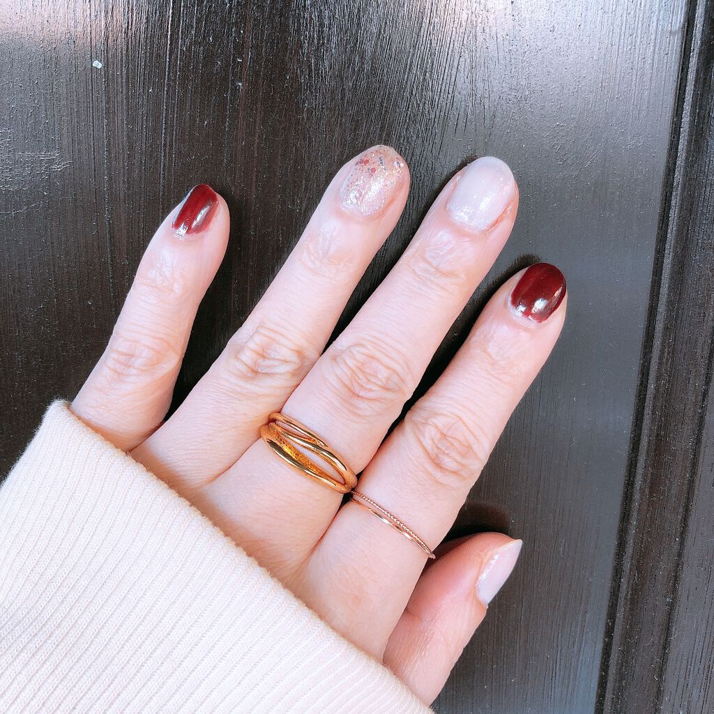 グロッシーコート バーガンディ【旧】/スキューズミー/オールインワンネイルを使ったクチコミ（2枚目）