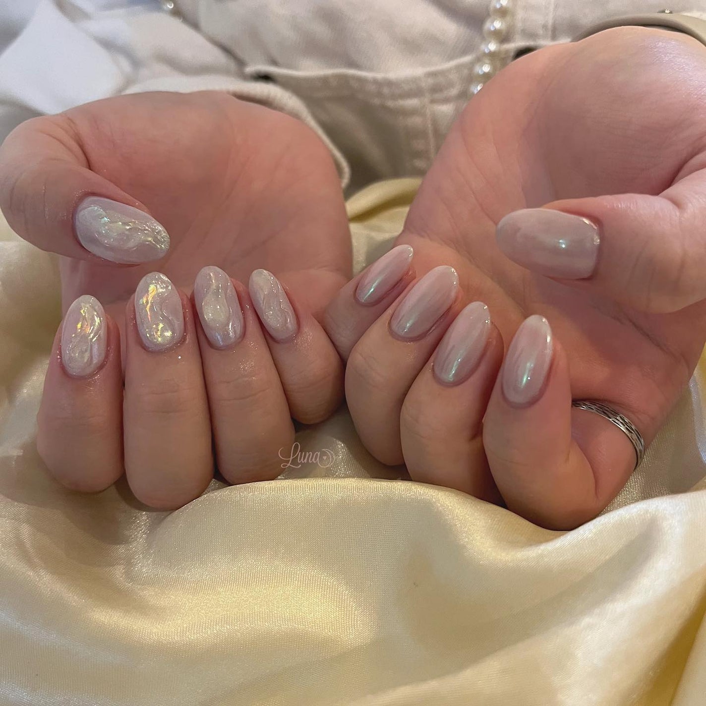 Iuna. Mizuki on LIPS 「.お持ち込みdesign🤍✨#nail#nailstagram..」(1枚目)