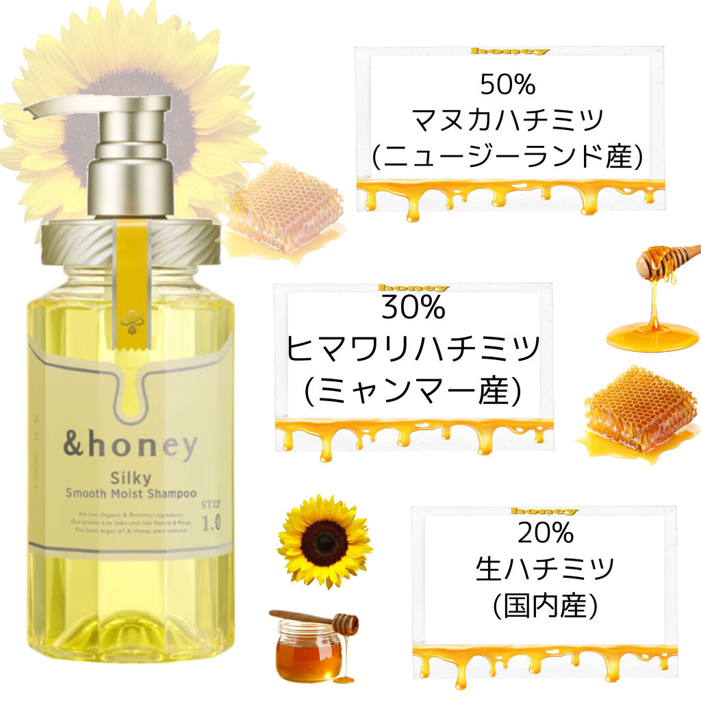 シルキー　スムースモイスチャー　シャンプー　1.0/ヘアトリートメント　2.0/&honey/市販シャンプーを使ったクチコミ（2枚目）