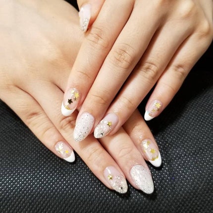 #ネイル,#ジェルネイル,#星ネイル,#フレンチネイル,#キラキラネイルのネイルデザイン