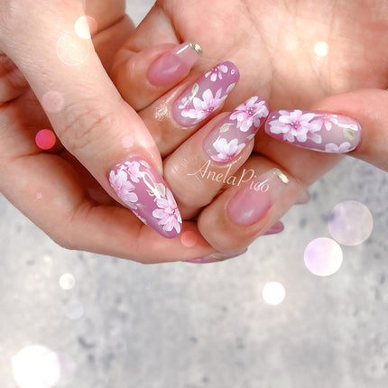 #ネイル,#純国産ジェルネイル,#ジェルネイル,#春ネイル,#桜ネイル,#フラワーネイルのネイルデザイン