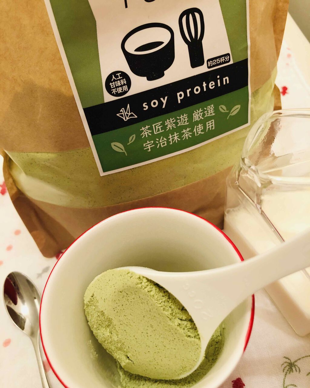 MATCHA PURE（プロテインパウダー）/ピュアパートナー/ソイプロテインを使ったクチコミ（1枚目）