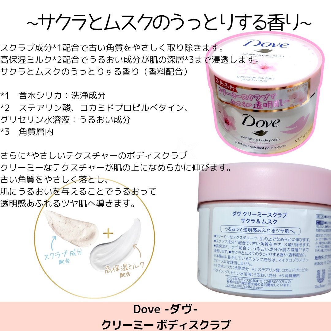 ダヴ ふわとろ クリーミースクラブ ザクロ&シアバター/ダヴ/ボディスクラブを使ったクチコミ(2枚目)