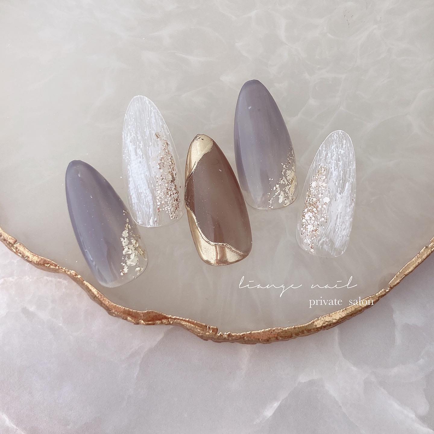 #ネイル,#夏ネイル,#大人ニュアンスネイル,#ニュアンスネイル,#ジェルネイル,#ミラーネイルのネイルデザイン