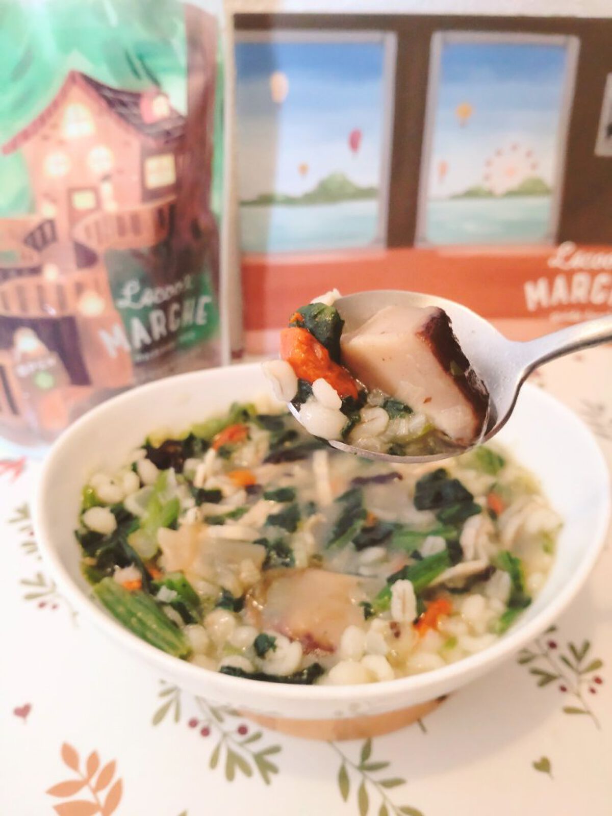 もち麦スープ/ラコックマルシェ/低糖質食品を使ったクチコミ（1枚目）