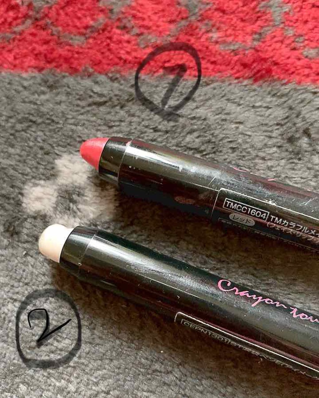 クレヨンタッチミー TMカラフルメイククレヨン/セリア/スティックアイシャドウを使ったクチコミ（1枚目）