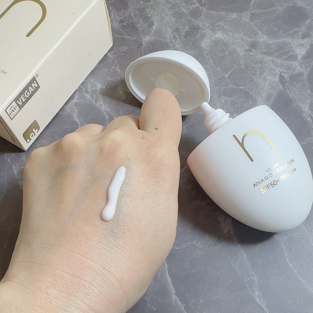 ヴィーガンアクアグロウサンセラム/HAMEL/日焼け止めローションを使ったクチコミ（2枚目）