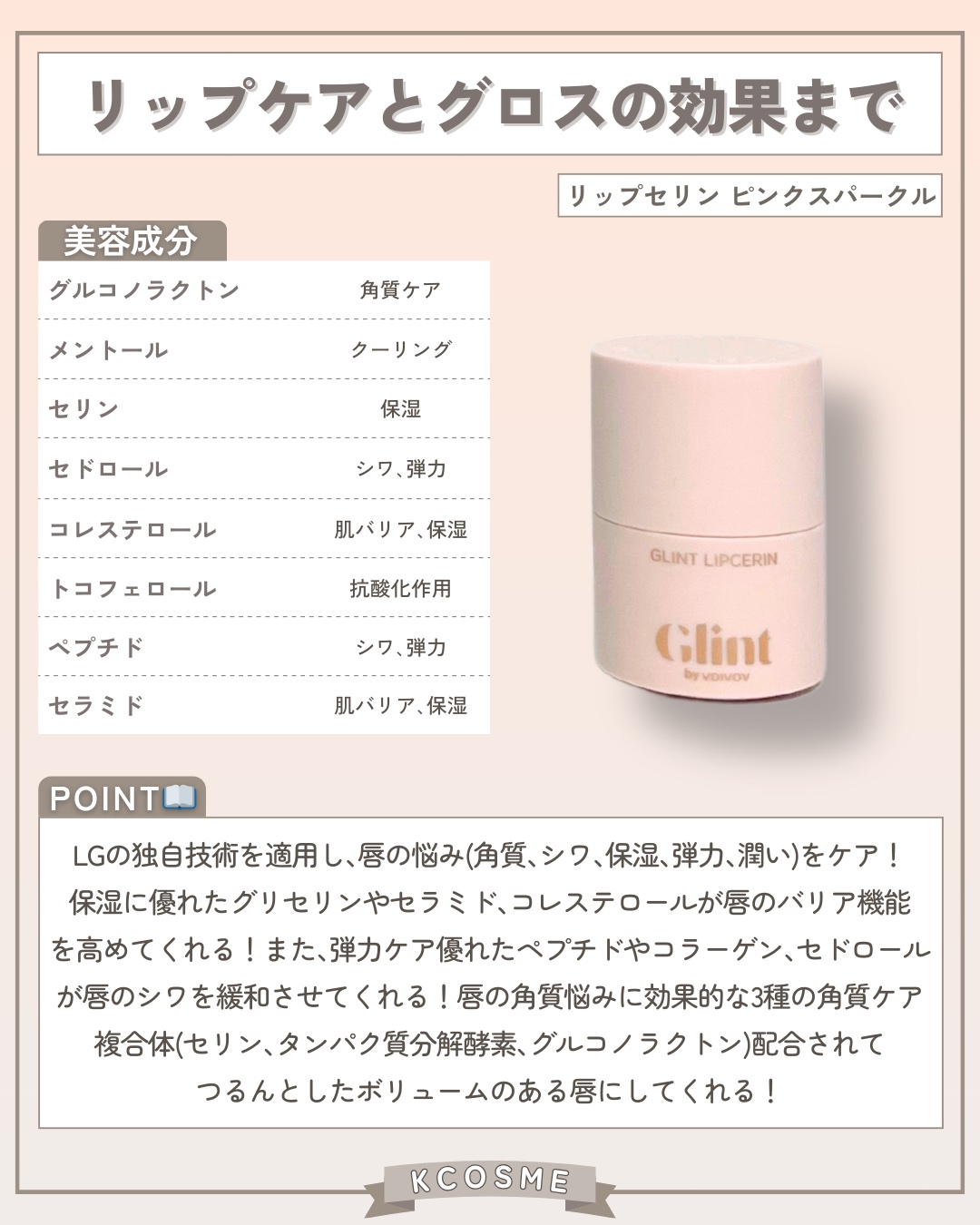 リップセリン 02 ピンクスパークル/Glint/リップグロスを使ったクチコミ（2枚目）