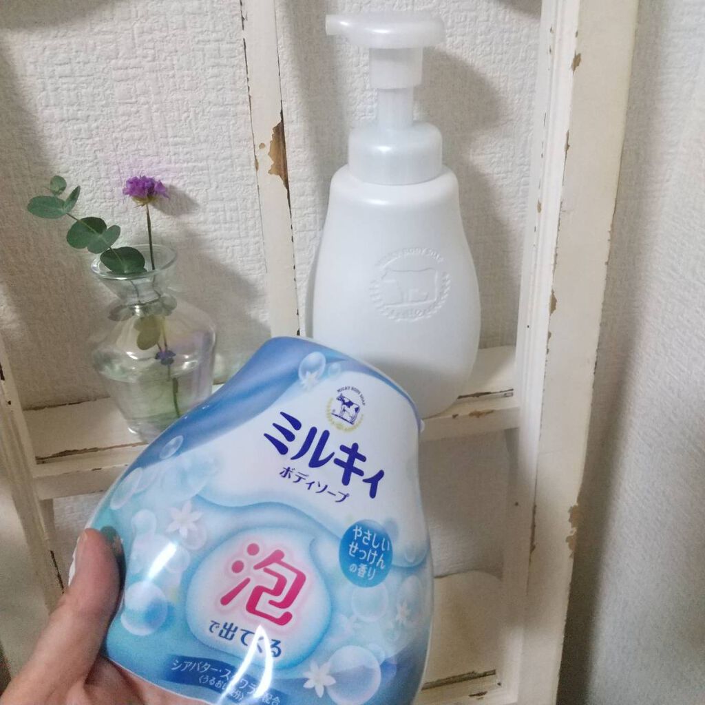 泡で出てくる ミルキィボディソープ やさしいせっけんの香り/ミルキィ/ボディソープを使ったクチコミ（1枚目）