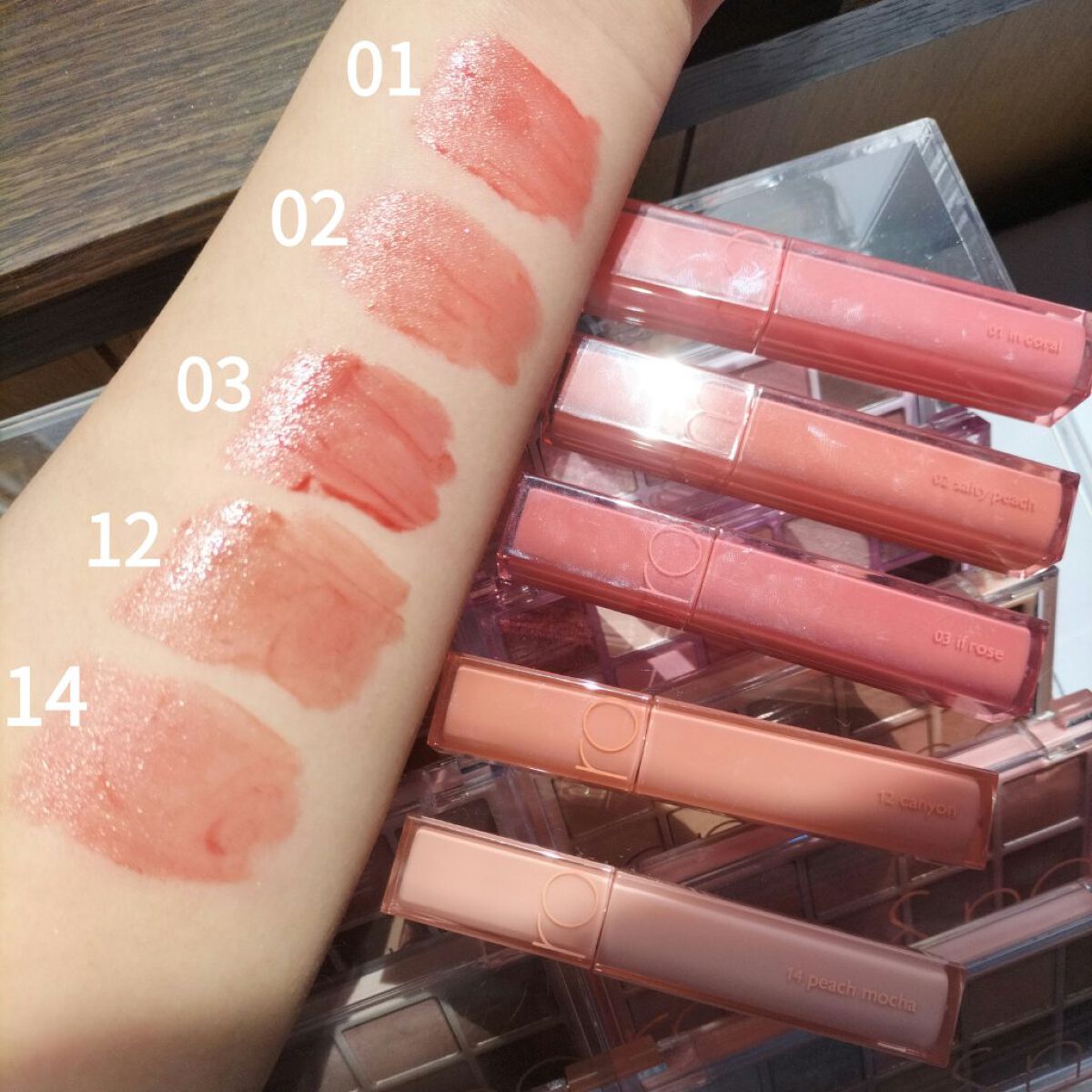 デュイフルウォーターティント<ミルクグロッサリー> 02 SALTY PEACH/rom&nd/リップティントを使ったクチコミ（2枚目）