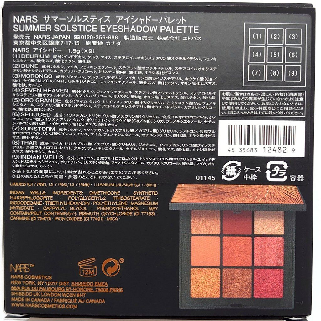 サマーソルスティス アイシャドーパレット/NARS/アイシャドウパレットを使ったクチコミ（3枚目）