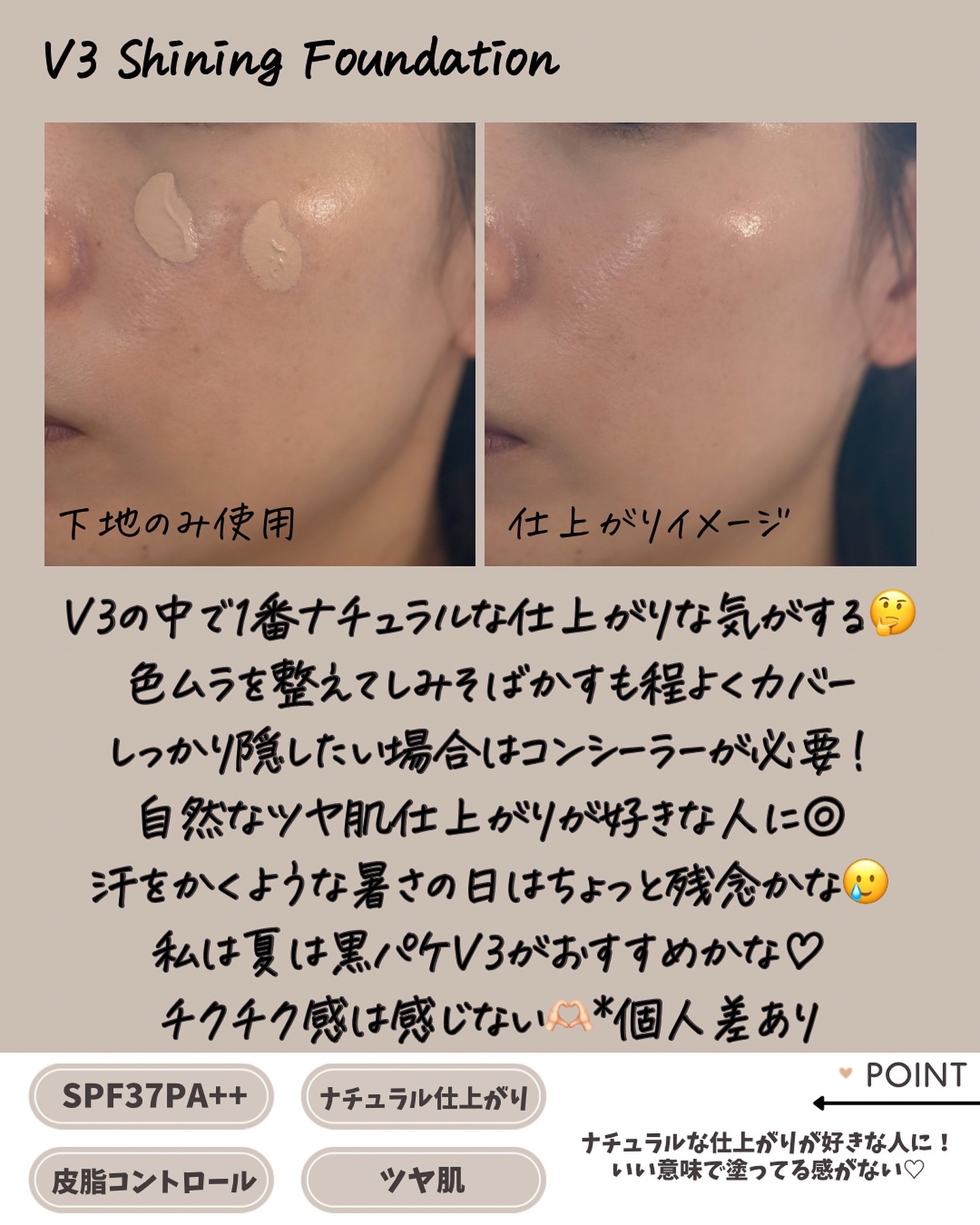 V3シャイニングファンデーション/SPICARE/クッションファンデーションを使ったクチコミ（3枚目）