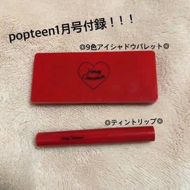 話題のpopteen1月号の付録！！！

【9色のアイシャドウパレット & ティントリップ】

ついに私も買っちゃいました！笑
honey cinnamonとのコラボ商品！！
アイシャドウパレットは捨て