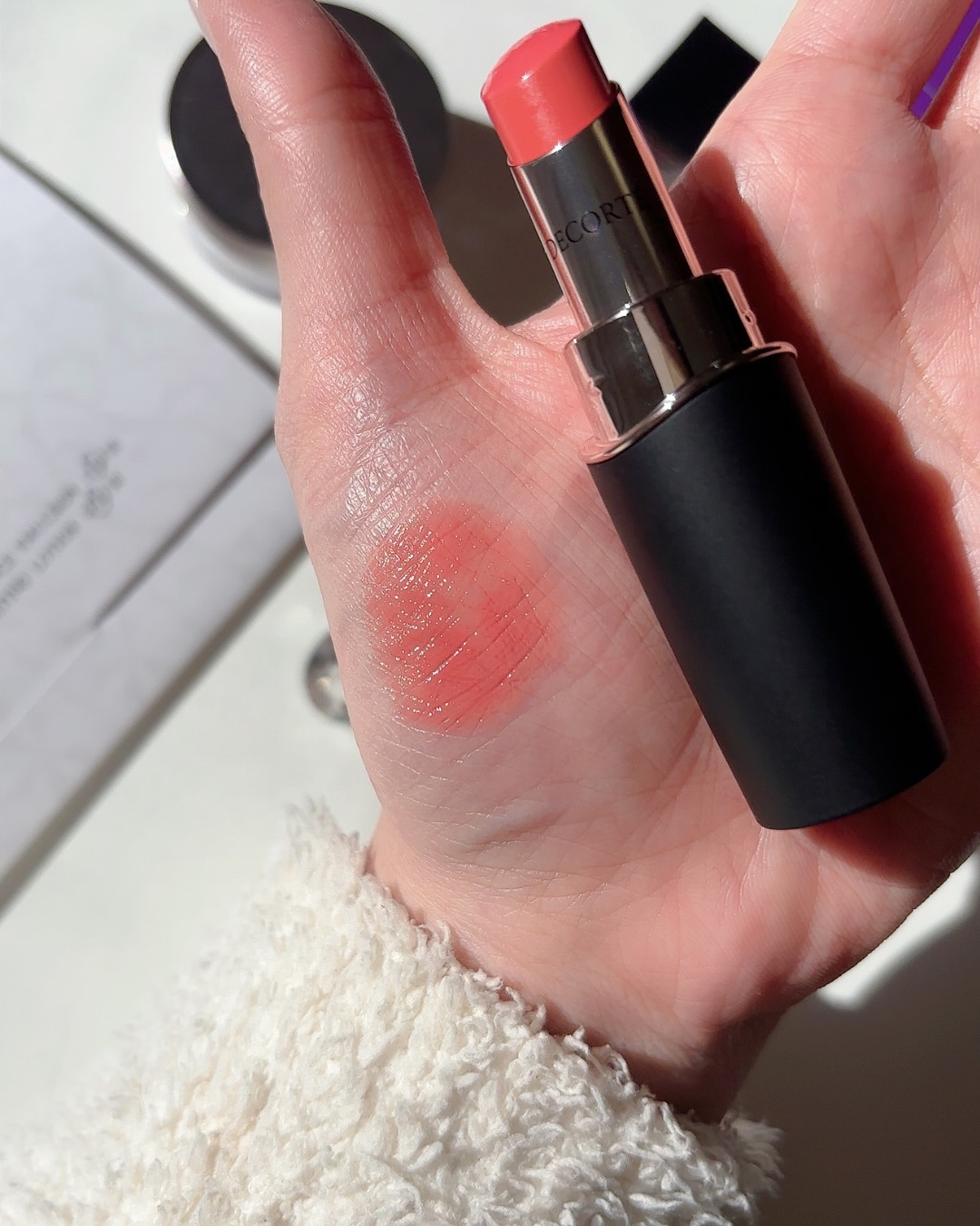 ルージュデコルテ　クリームグロウ 12G birds chirping/DECORTÉ/口紅を使ったクチコミ（3枚目）