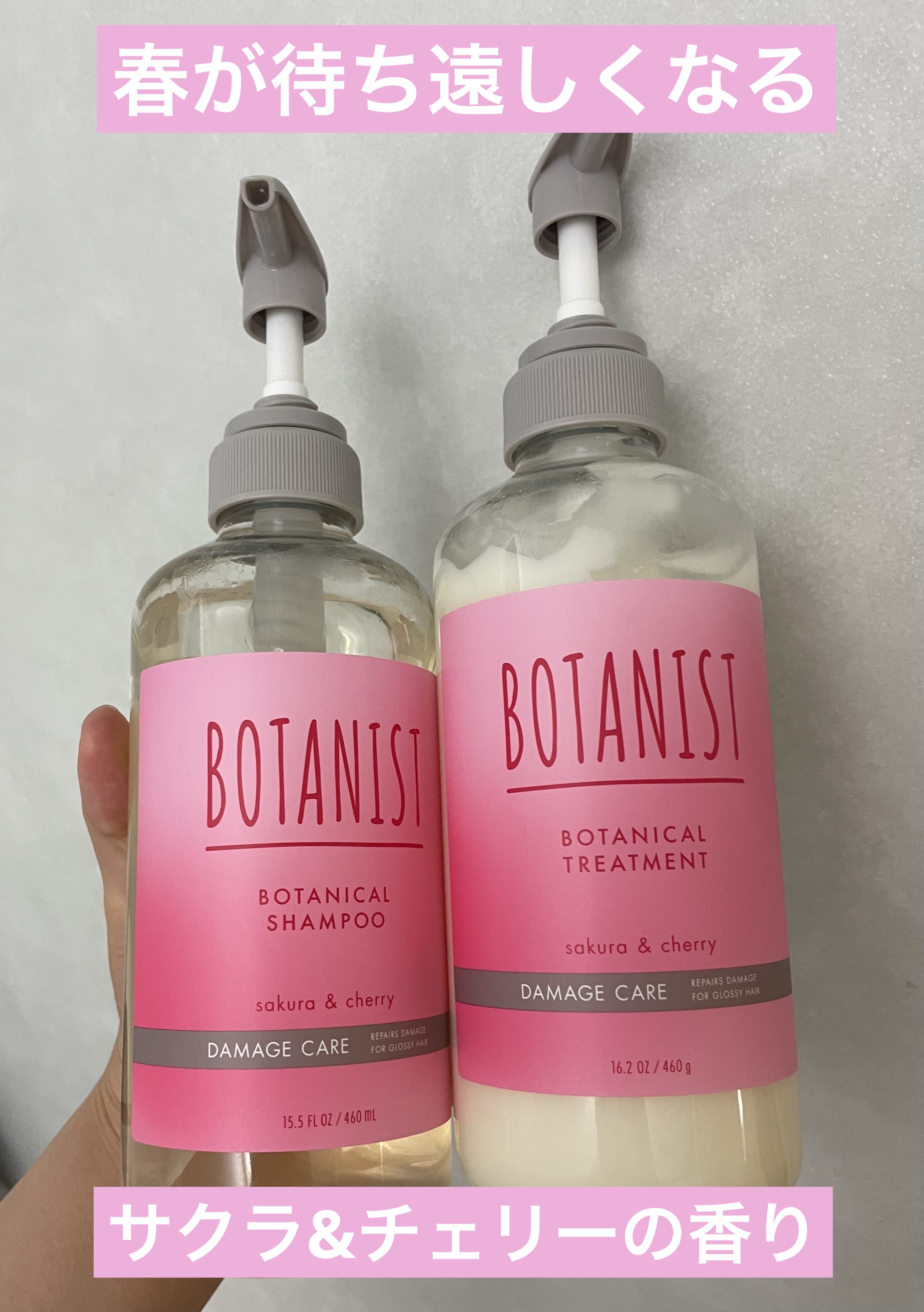 ボタニカルシャンプー/トリートメント　（ダメージケア）　サクラ＆チェリーの香り シャンプー（460ml）/BOTANIST/シャンプー・コンディショナーを使ったクチコミ（1枚目）