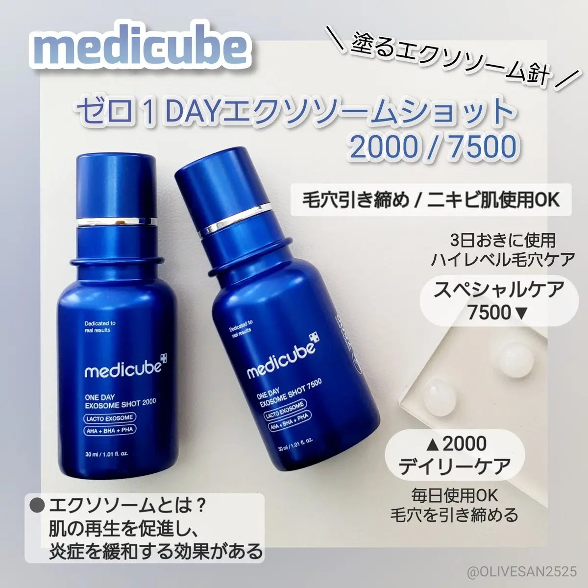 MEDICUBEの美容液 ゼロ1DAYエクソソームショット2000他、1商品を使った